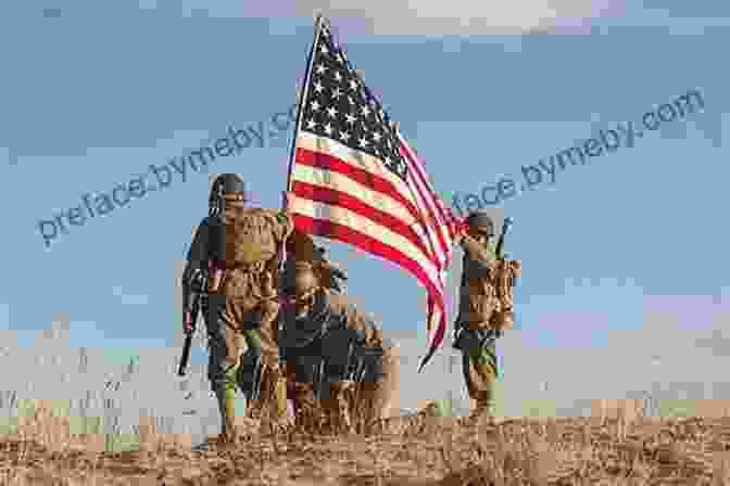 A Group Of American Soldiers In Uniform, Standing On A Battlefield With The American Flag Waving In The Background The Story Of The American Soldier In War And Peace