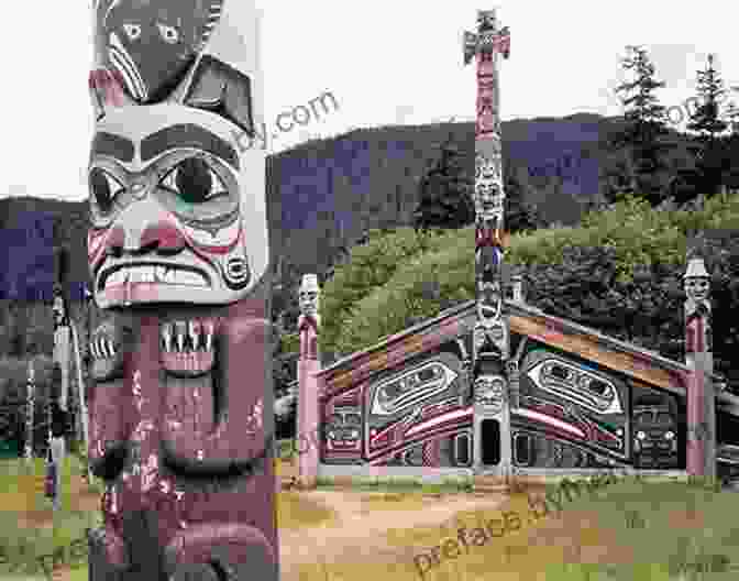 A Group Of Tlingit Indians In Traditional Clothing, Surrounded By Totem Poles Travels In Alaska: Three Immersions Into Alaskan Wilderness And Culture (John Muir: The Eight Wilderness Discovery 7)