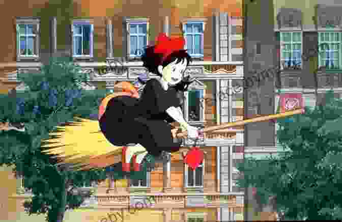 A Still Image From The Film 'Kiki's Delivery Service' Depicting The Young Witch Kiki Flying On Her Broomstick. Jacopo Caneva S Miyazaki: Hayao Miyazaki S Studio Ghibli The Wind That Shakes Your Soul (Pop Corn)