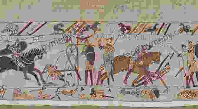 An Intricate And Detailed Image Of The Bayeux Tapestry, Depicting Scenes Of The Norman Conquest. An Archaeological Study Of The Bayeux Tapestry: The Landscapes Buildings And Places