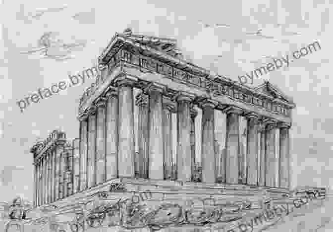 Drawing History Ancient Greece Book Cover, Featuring A Detailed Drawing Of The Parthenon Drawing History: Ancient Greece Elaine Raphael