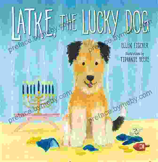 Latke The Lucky Dog Sitting On A Menorah Latke The Lucky Dog (Hanukkah)