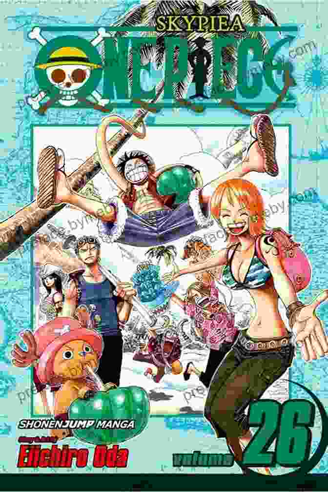 One Piece Adventure On Kami Island Graphic Novel Cover Art, Featuring Luffy, Zoro, Nami, Usopp, Sanji, Chopper, Robin, Franky, And Brook Standing On A Beach Overlooking A Lush Island With A Towering Mountain In The Background One Piece Vol 26: Adventure On Kami S Island (One Piece Graphic Novel)